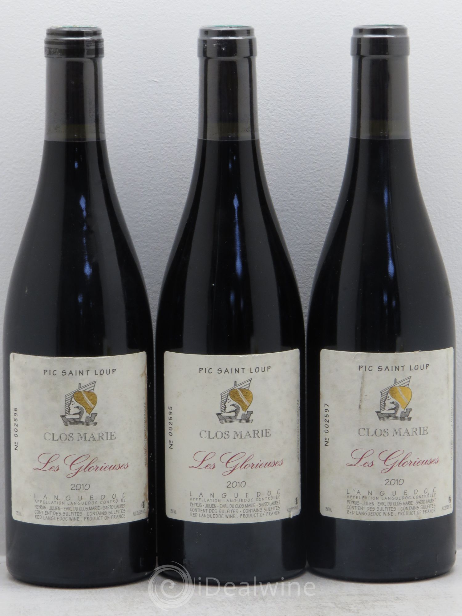 Pic Saint-Loup Clos Marie Les Glorieuses Christophe Peyrus et Françoise Julien 2010 - Lot de 3 bouteilles - 0