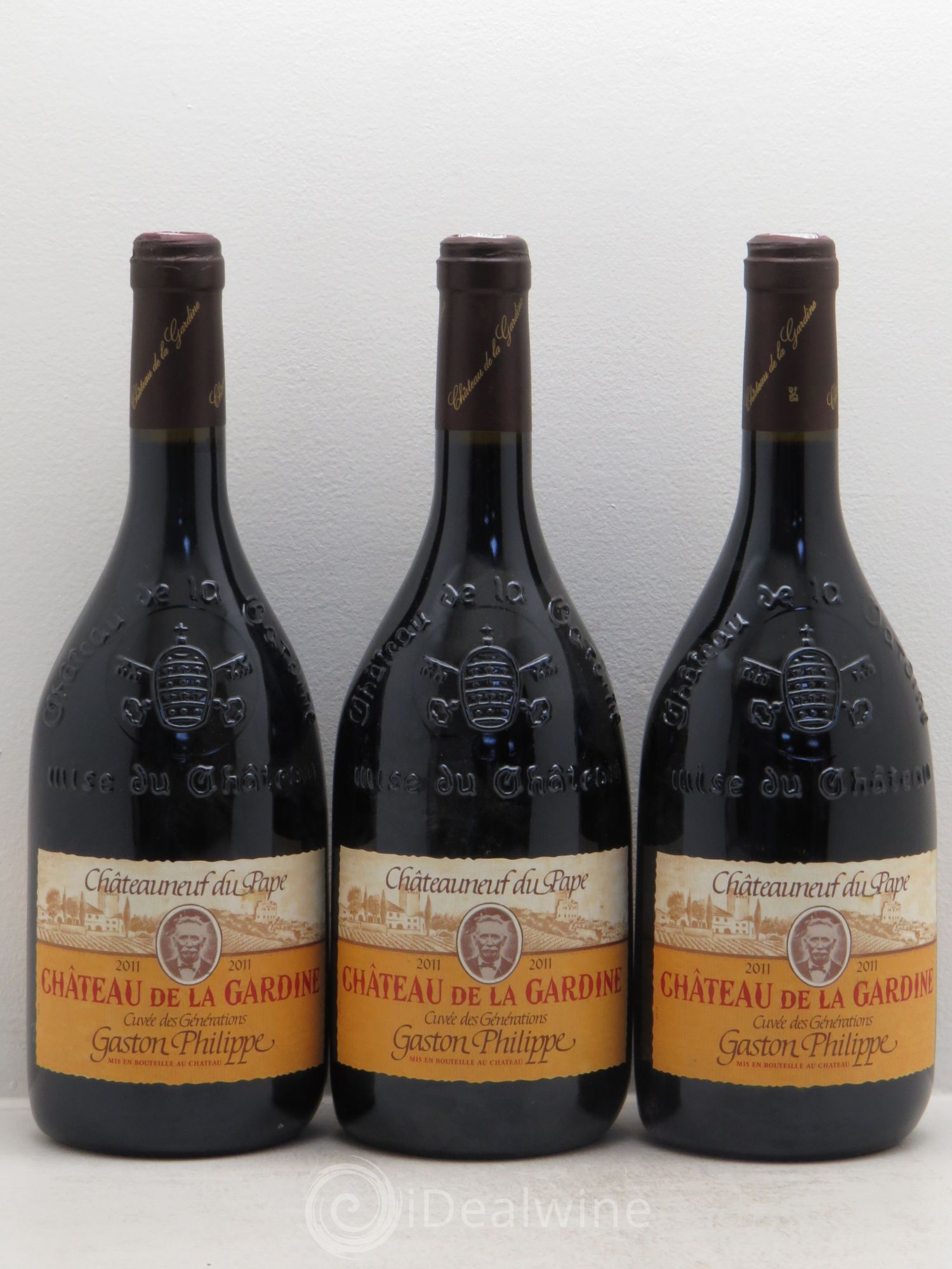Châteauneuf-du-Pape Château de La Gardine Cuvée des Générations Gaston Philippe Famille Brunel 2011 - Lot de 3 bouteilles - 0