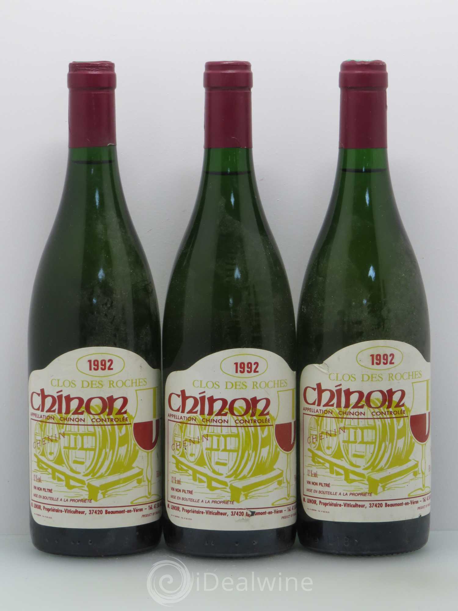Chinon Lenoir Clos Des Roches 1992 - Lot de 5 bouteilles - 1