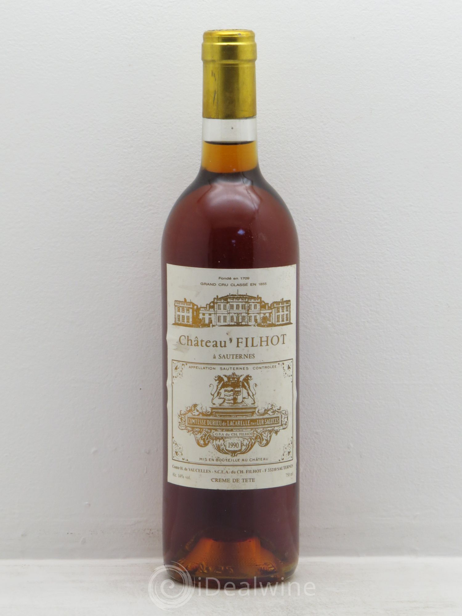 Château Filhot - Crème de Tête 2ème Grand Cru Classé (senza prezzo di riserva) 1990 - Lotto di 1 bottiglia - 0