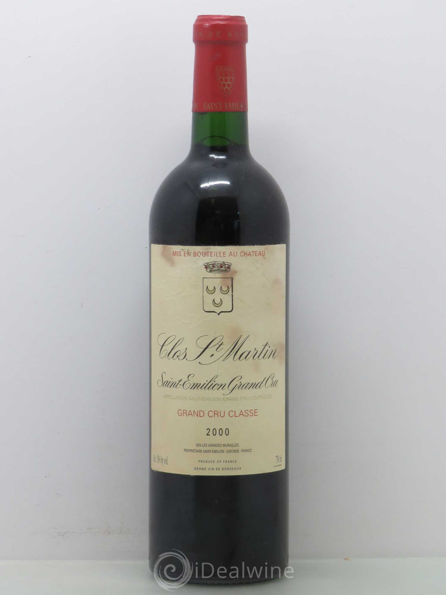 Clos Saint Martin Grand Cru Classé 2000 - Lot de 1 bouteille - 0