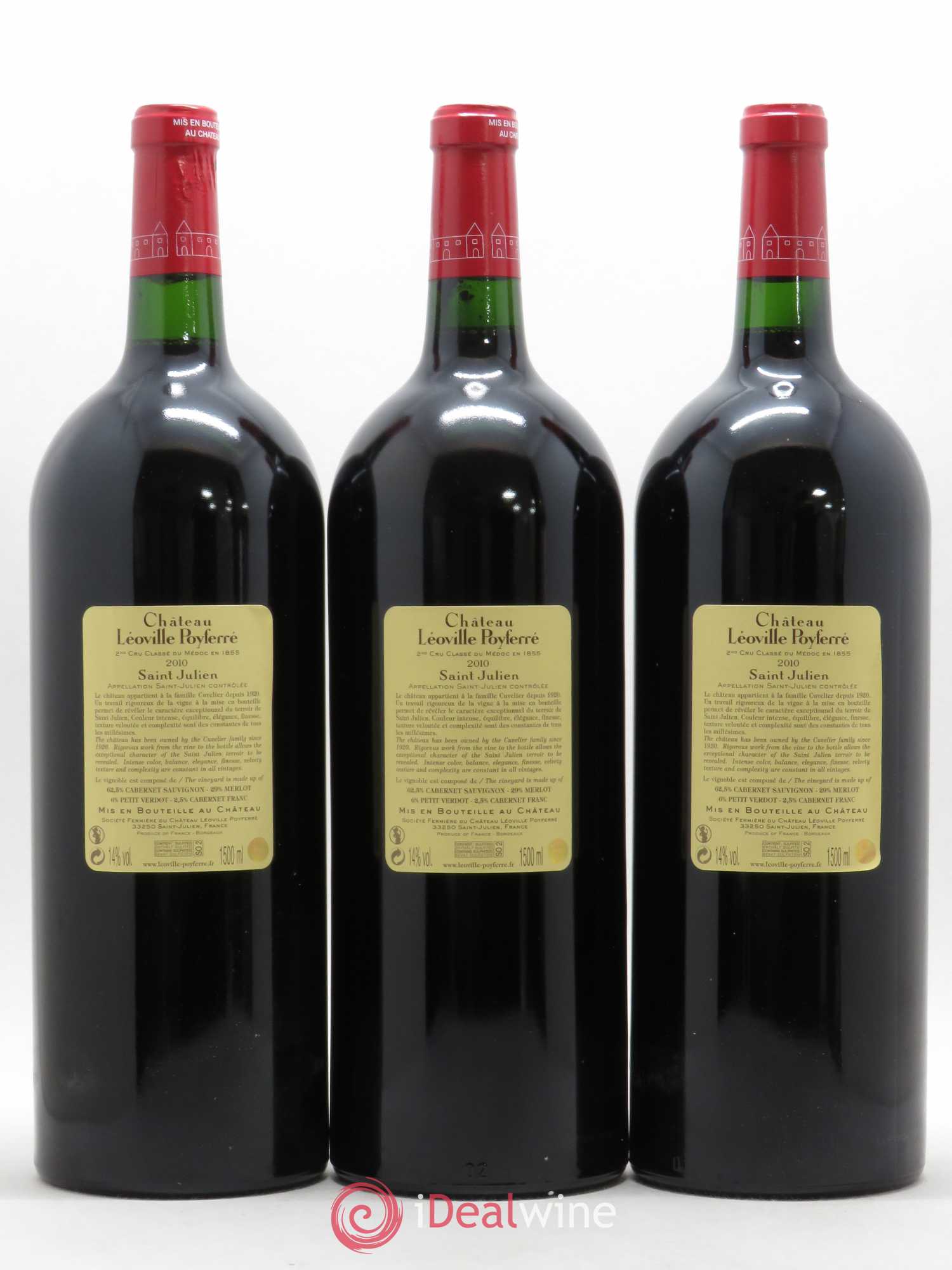 Château Léoville Poyferré 2ème Grand Cru Classé 2010 - Lot de 3 magnums - 1