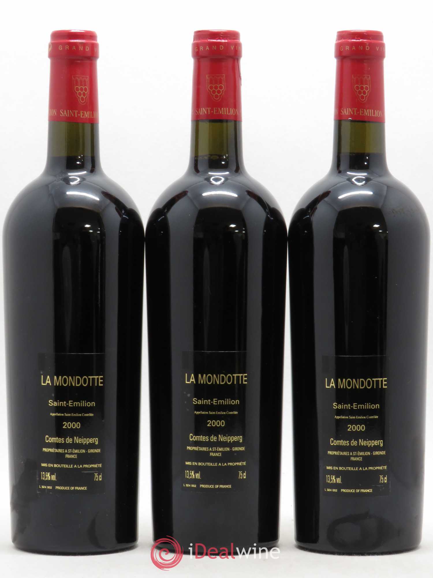 La Mondotte 1er Grand Cru Classé B depuis 2012 2000 - Lot de 3 bouteilles - 1