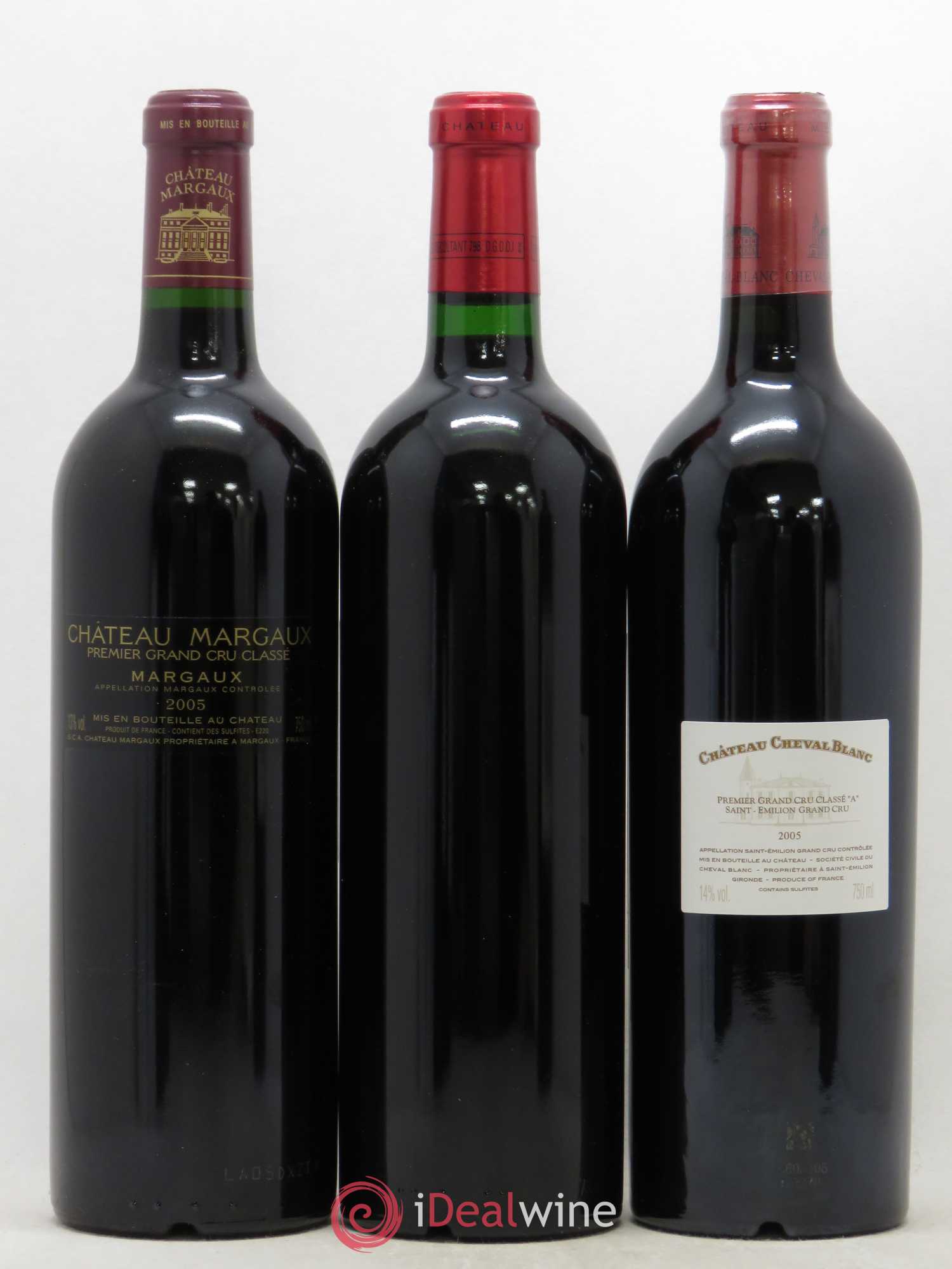 Caisse Primeurs 1 Chateau Cheval Blanc - 1 Château Margaux - 1 Petrus - 1 Château Lafite Rothschild - 1 Mouton Rothschild - 1 Château Latour 2005 - Lot de 6 bouteilles - 4