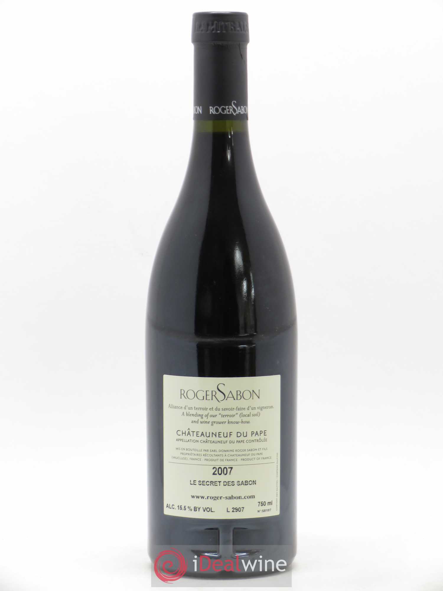 Châteauneuf-du-Pape Le Secret des Sabon Domaine Roger Sabon 2007 - Lot de 1 bouteille - 1