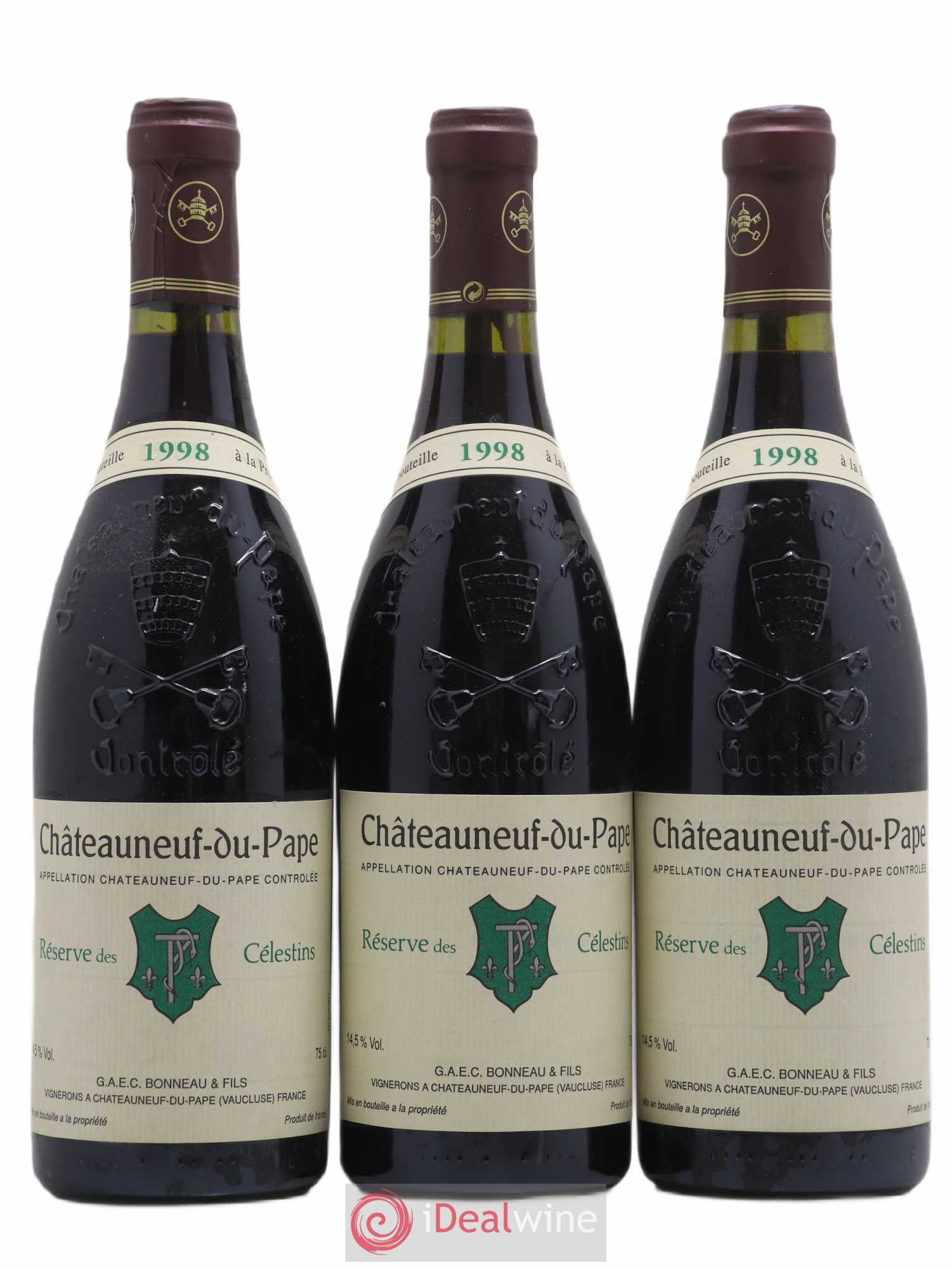 Châteauneuf-du-Pape Réserve des Célestins Henri Bonneau & Fils 1998 - Lot de 3 bouteilles - 0