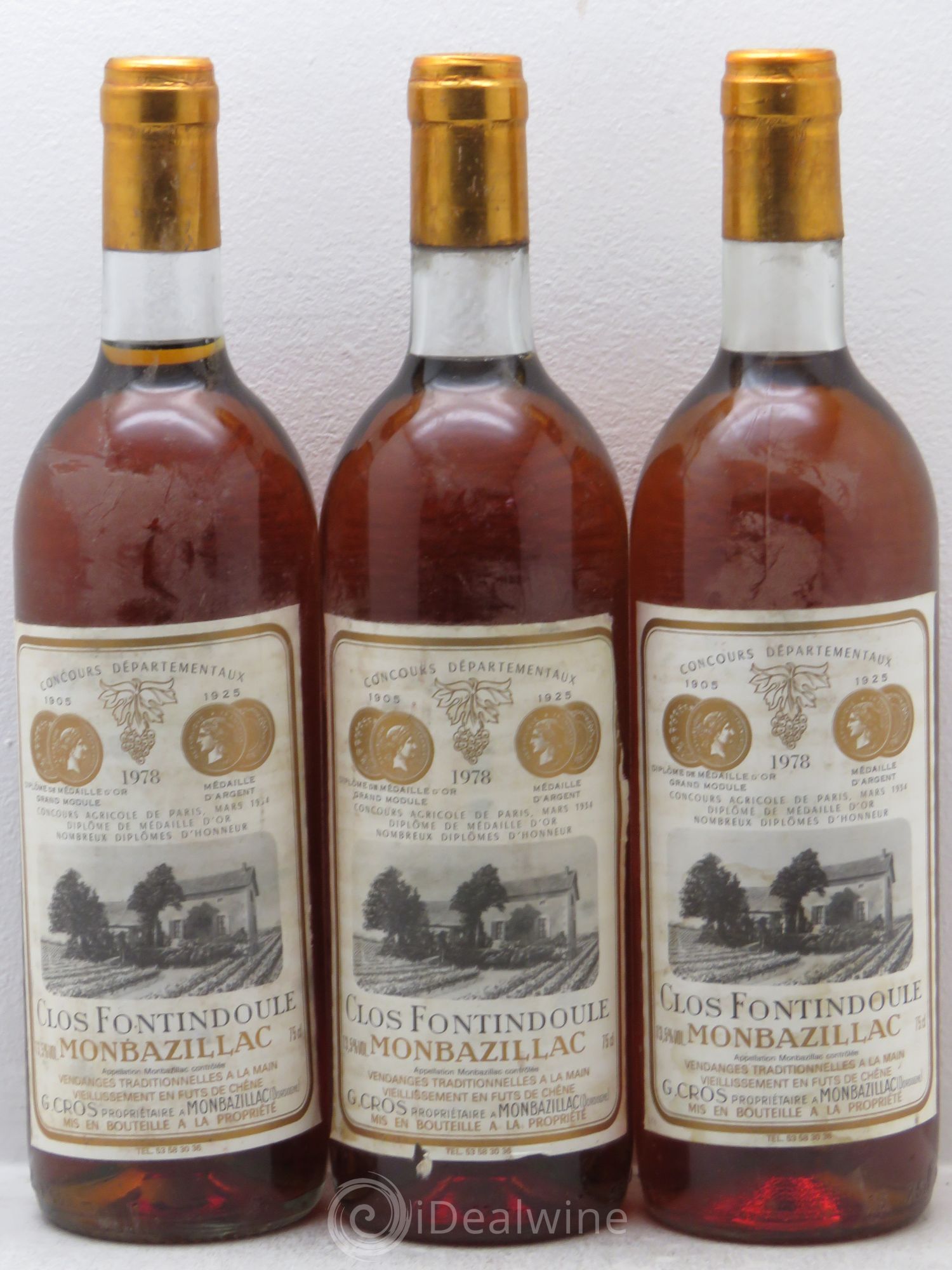Monbazillac Clos fontindoule 1978 - Lotto di 3 bottiglie - 0
