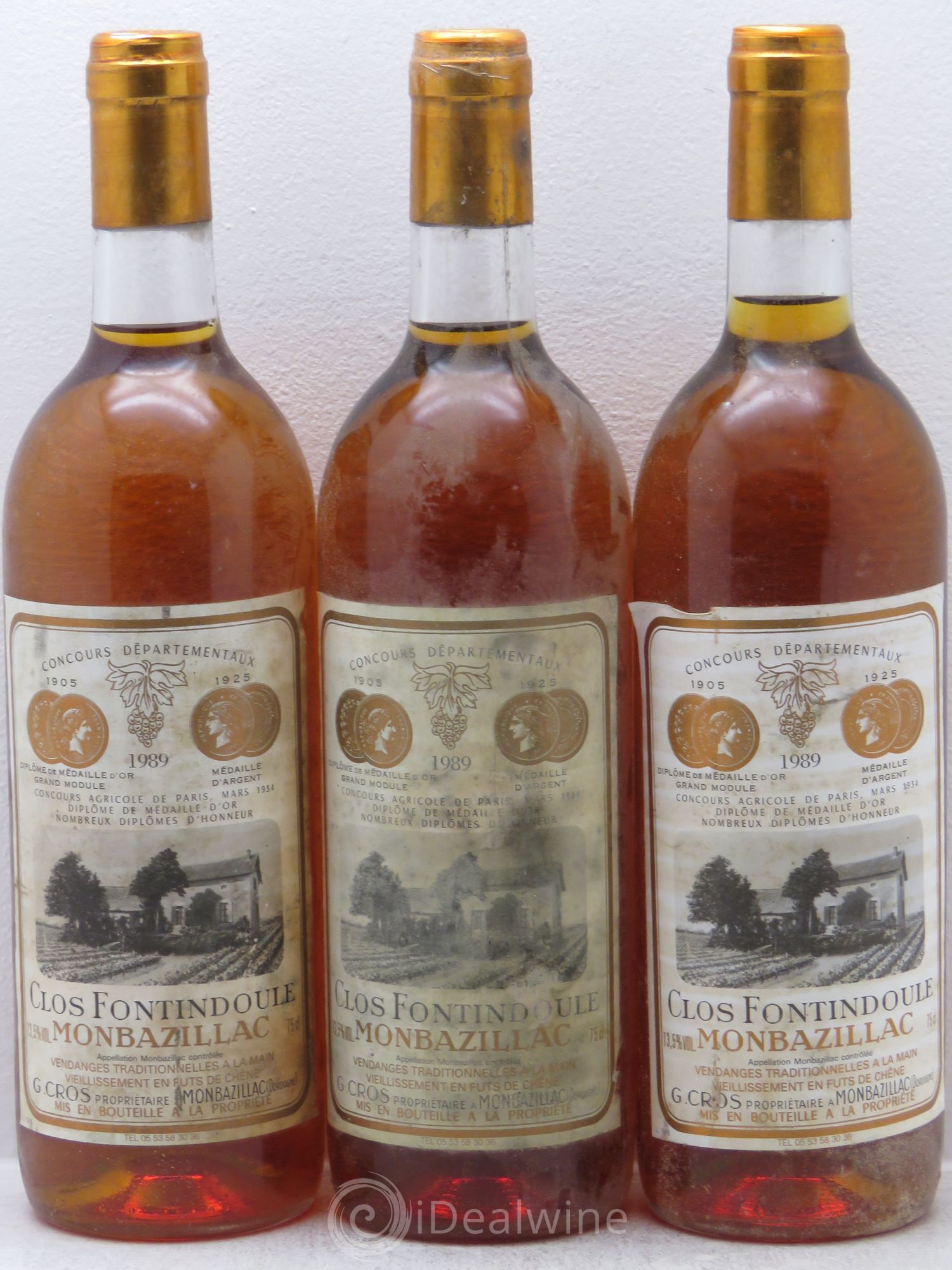 Monbazillac Clos fontindoule 1989 - Lotto di 3 bottiglie - 0