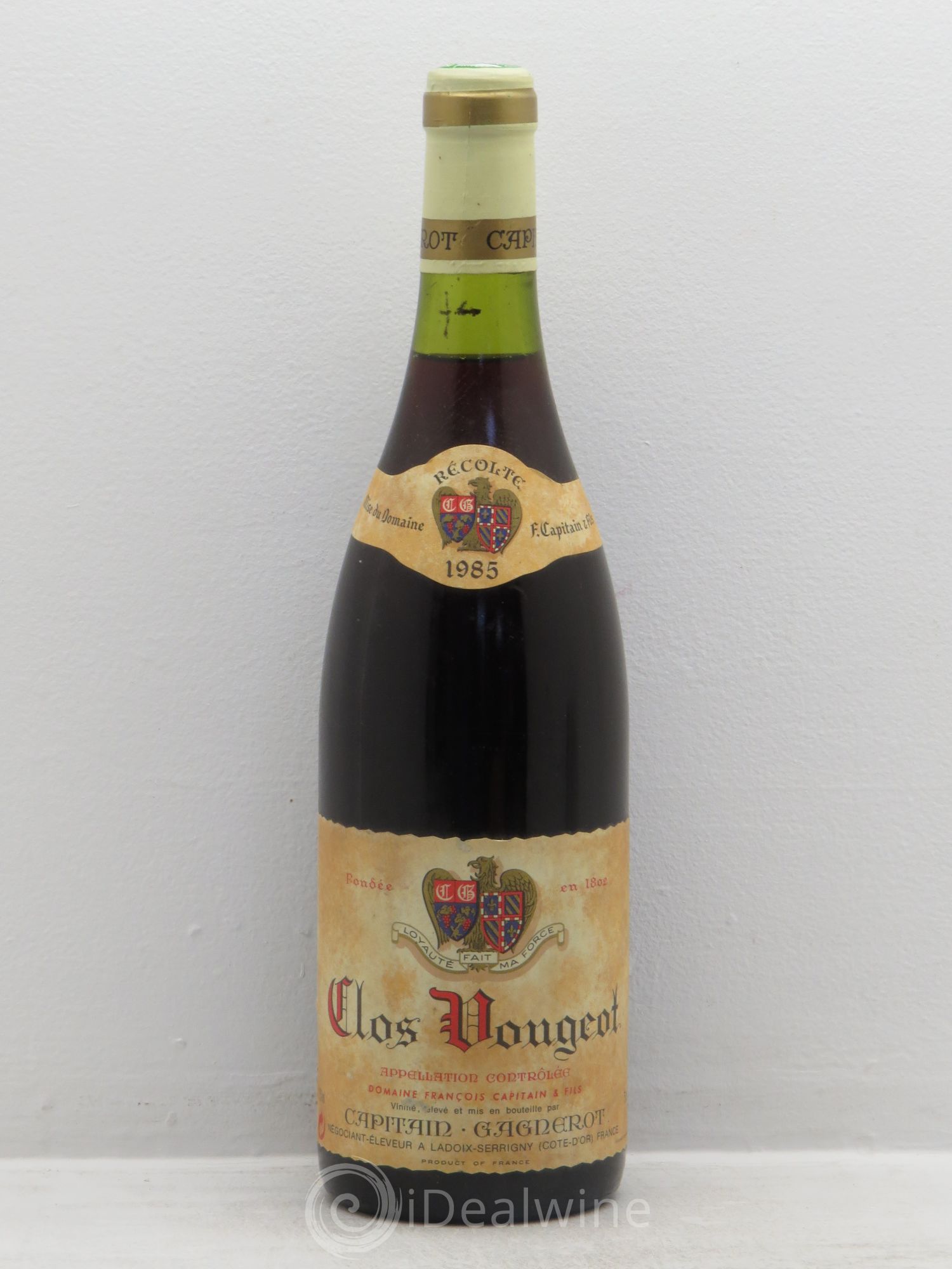 Clos de Vougeot Grand Cru Capitain Gagnerot (sans prix de réserve) 1985 - Posten von 1 Flasche - 0