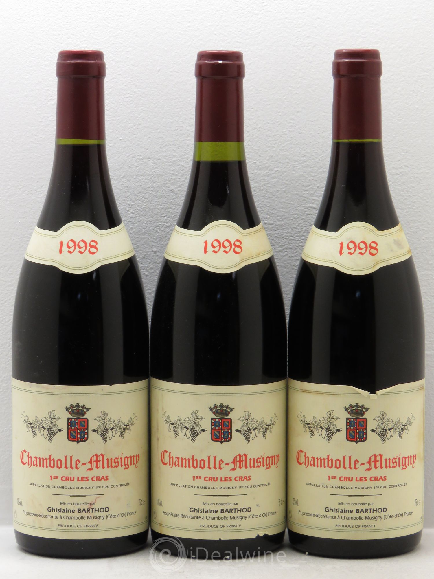Chambolle-Musigny 1er Cru Les Cras Ghislaine Barthod 1998 - Lot de 3 bouteilles - 0