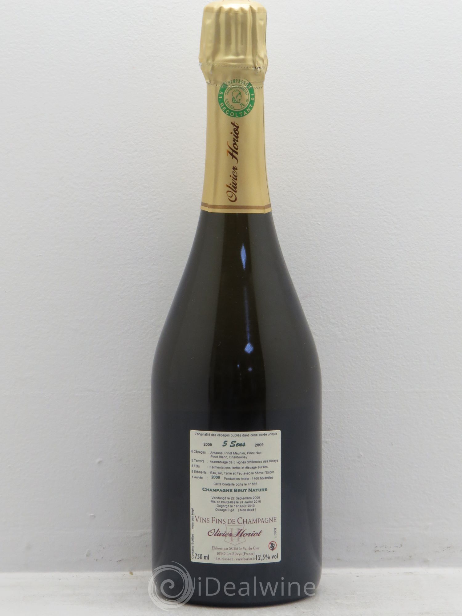 5 Sens Brut Nature Olivier Horiot 2009 - Lot de 1 bouteille - 1