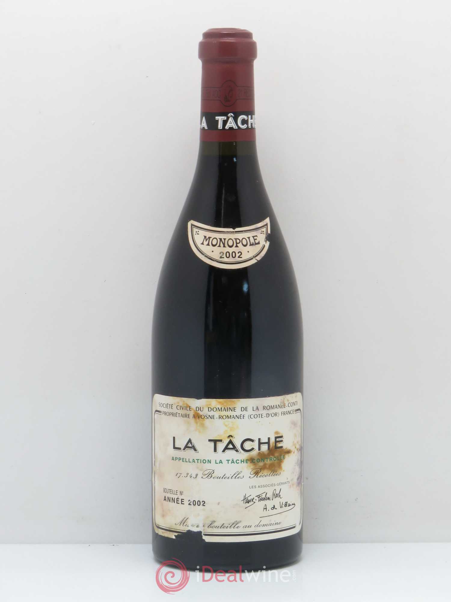La Tâche Grand Cru Domaine de la Romanée-Conti 2002 - Lot de 1 bouteille - 0