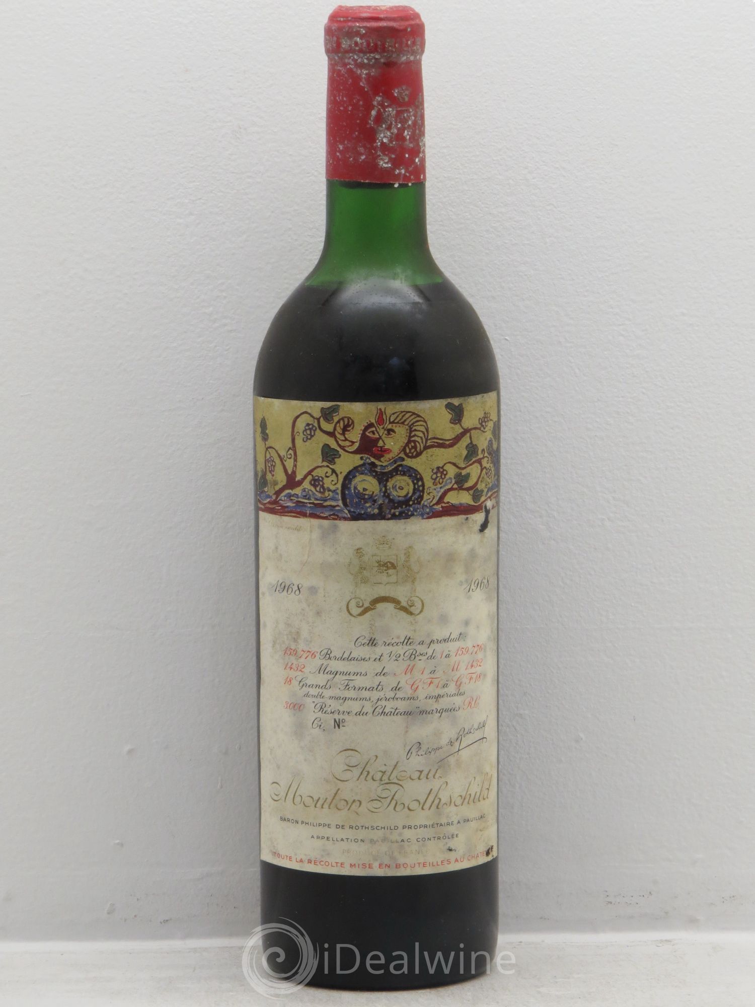 Château Mouton Rothschild 1er Grand Cru Classé 1968 - Lot de 1 bouteille - 0