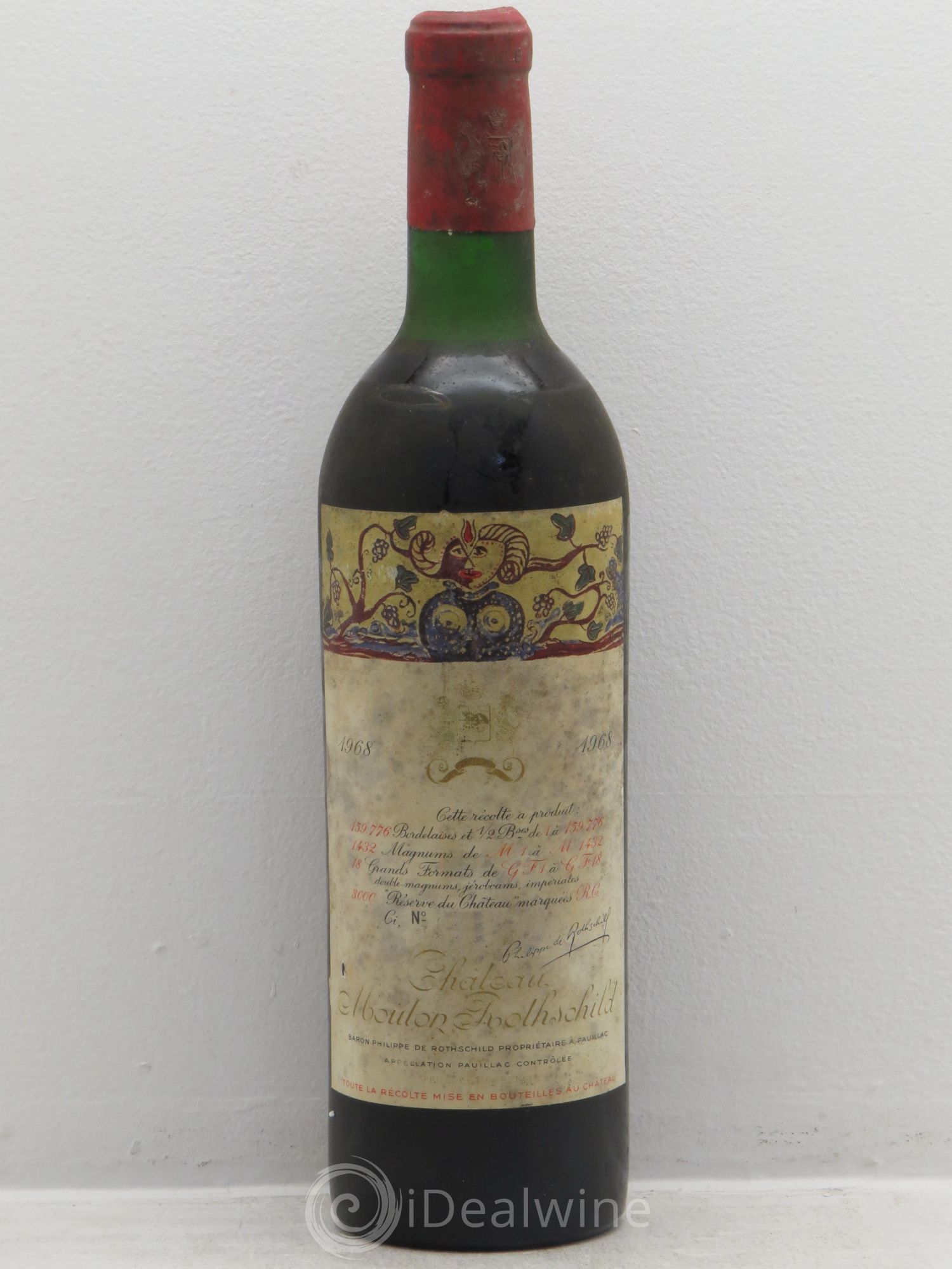 Château Mouton Rothschild 1er Grand Cru Classé 1968 - Lot de 1 bouteille - 0