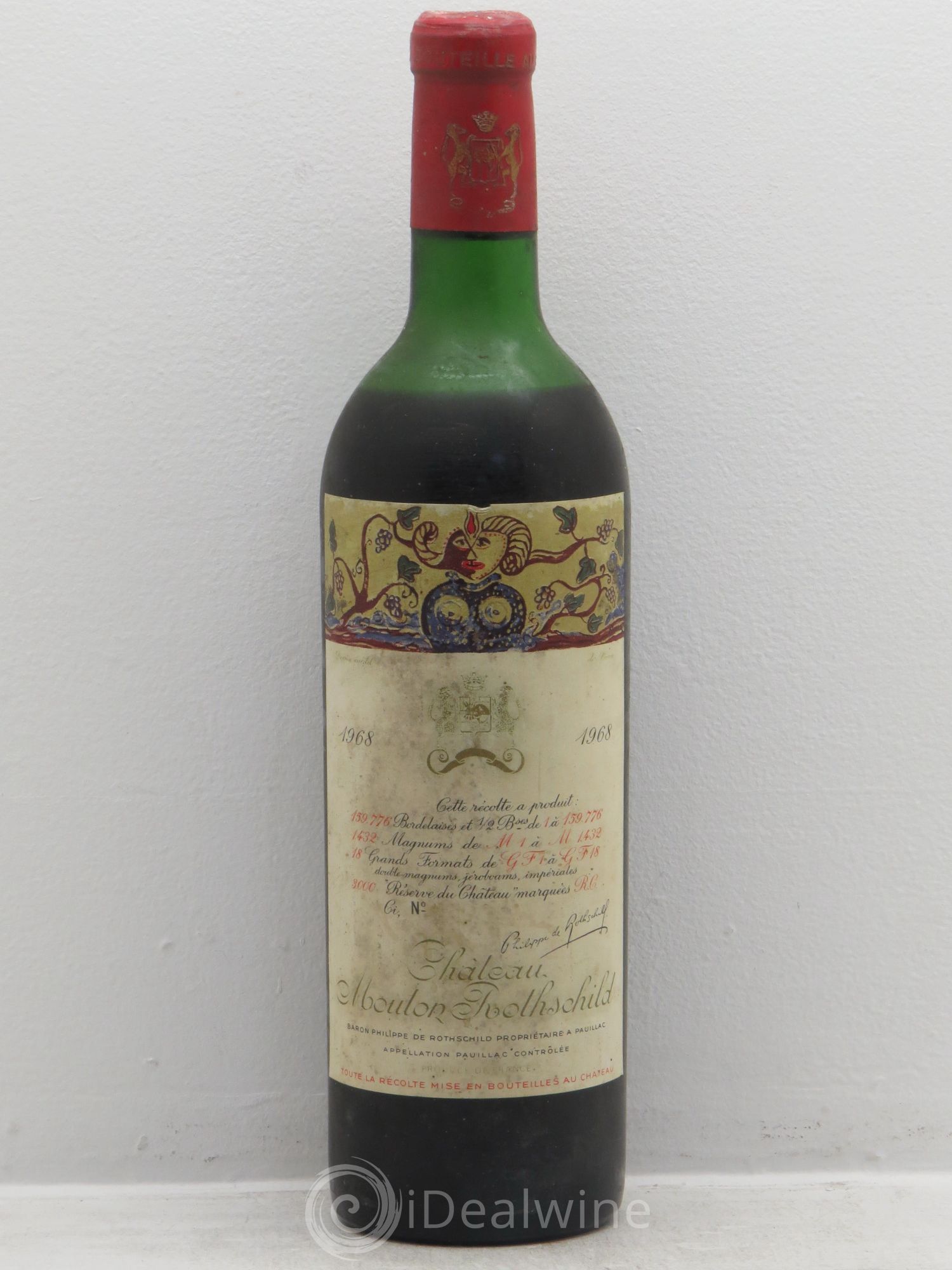 Château Mouton Rothschild 1er Grand Cru Classé 1968 - Lot de 1 bouteille - 0