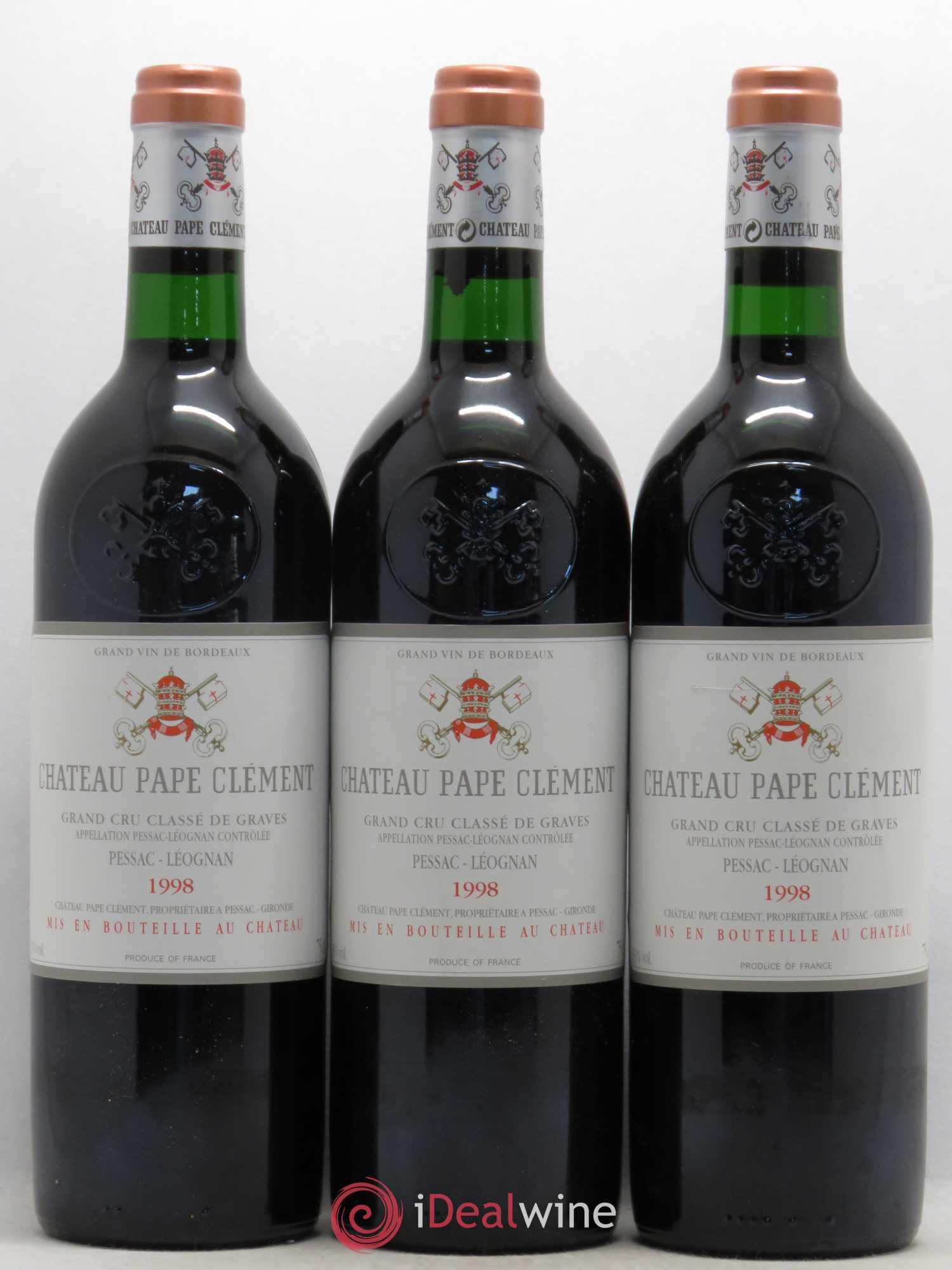 Château Pape Clément Cru Classé de Graves 1998 - Lot de 3 bouteilles - 0