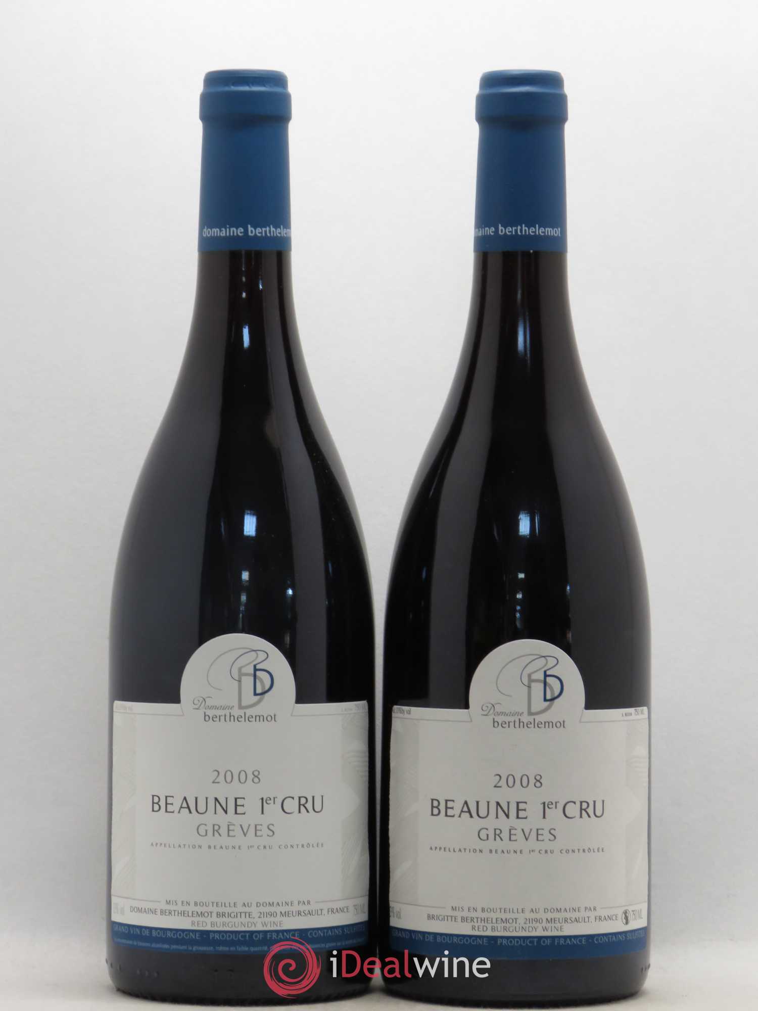 Beaune 1er Cru Greves Domaine Berthelemot 2008 - Posten von 2 Flaschen - 0