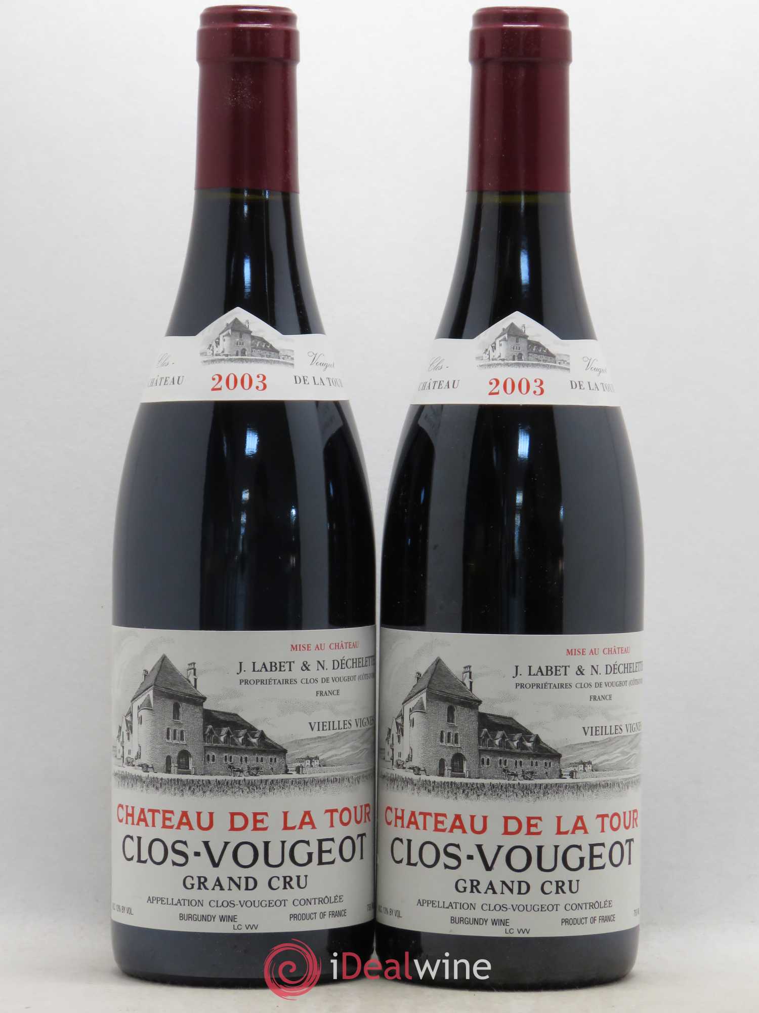 Clos de Vougeot Grand Cru Vieilles Vignes Château de La Tour 2003 - Lot de 2 bouteilles - 0