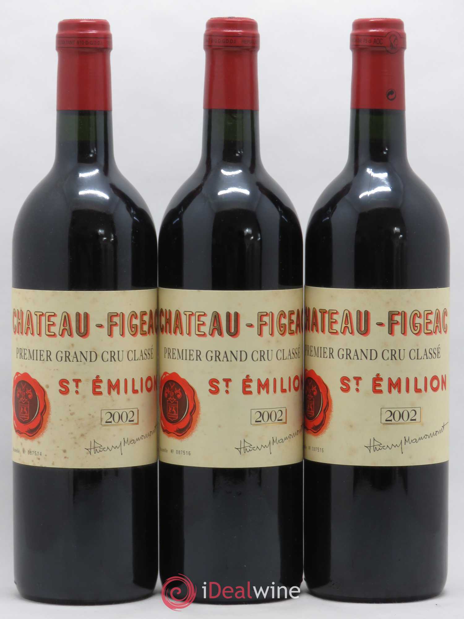 Château Figeac 1er Grand Cru Classé A 2002 - Lot de 3 bouteilles - 0