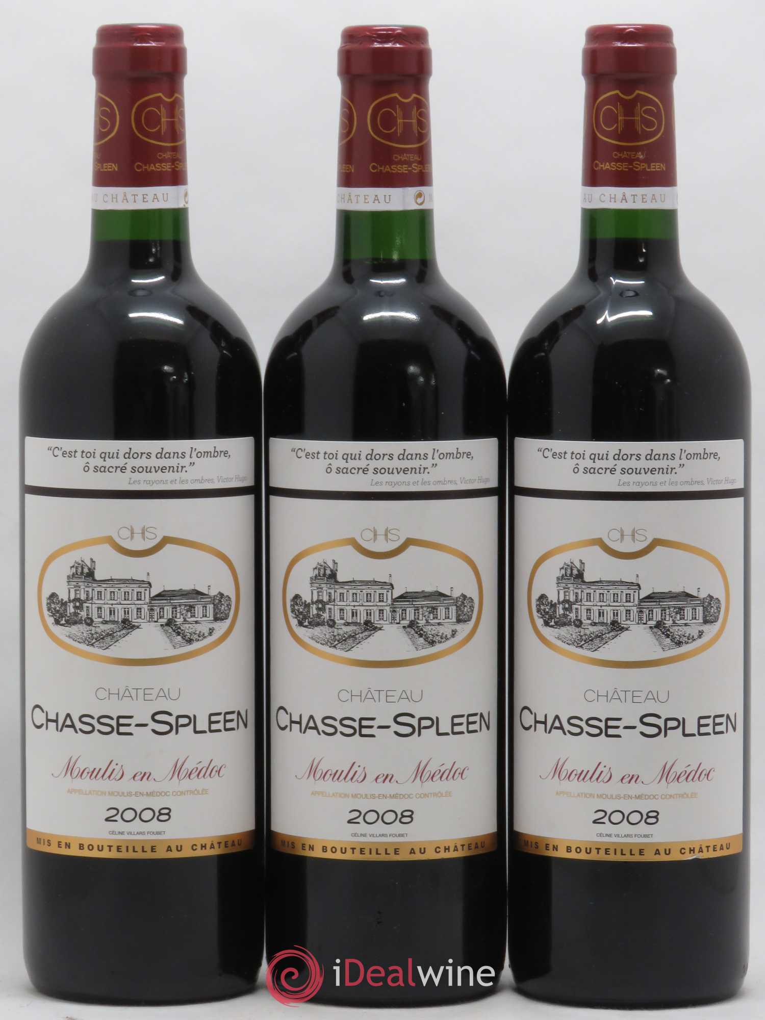 Château Chasse Spleen 2008 - Lot de 3 bouteilles - 0