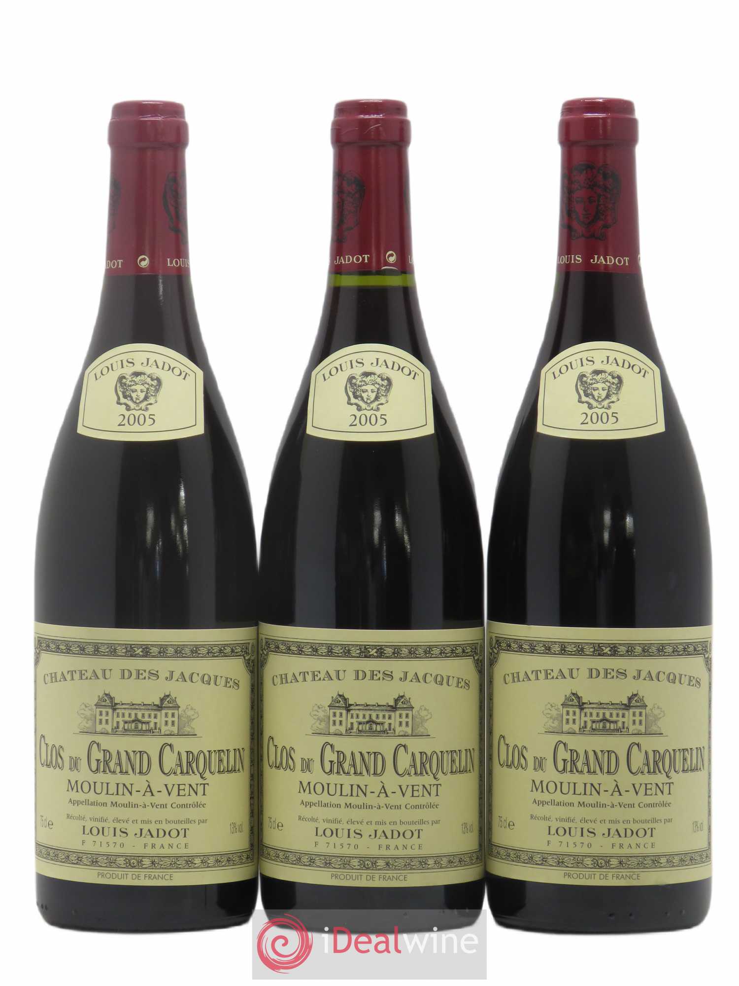 Moulin-à-Vent Clos du Grand Carquelin Louis Jadot Chateau des Jacques 2005 - Posten von 3 Flaschen - 0