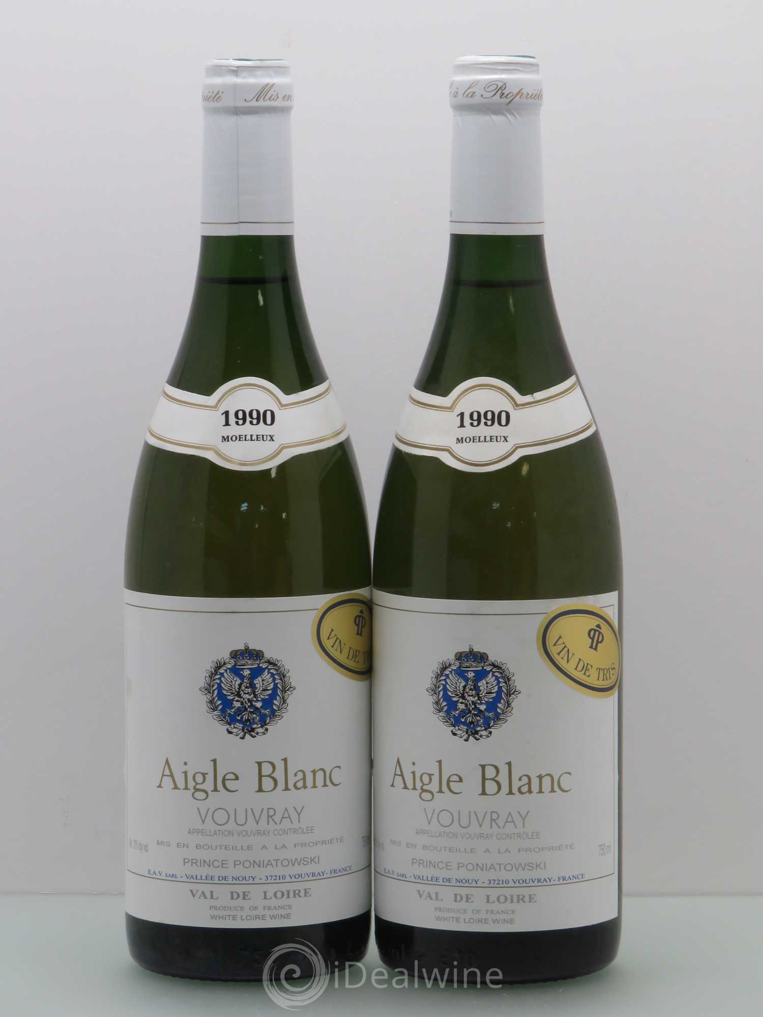 Vouvray Aigle Clos Baudouin Vin De Tris Moelleux Prince Poniatowski 1990 - Posten von 2 Flaschen - 0