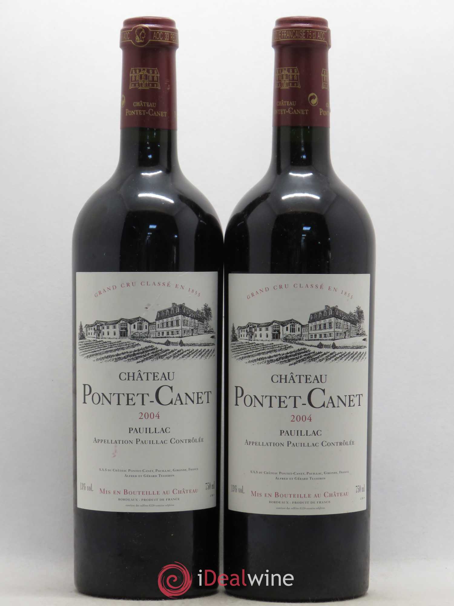Château Pontet Canet 5ème Grand Cru Classé 2004 - Lot de 2 bouteilles - 0