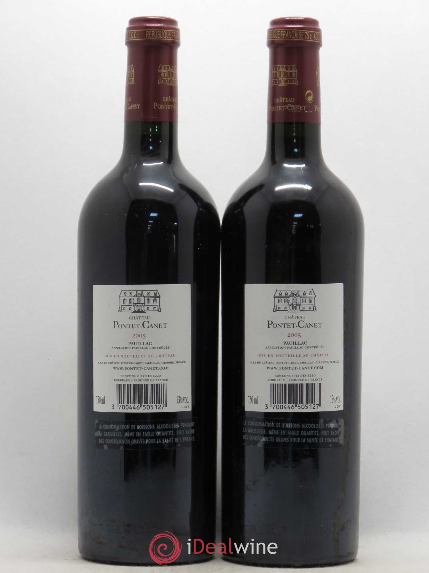 Château Pontet Canet 5ème Grand Cru Classé 2005 - Lot de 2 bouteilles - 1