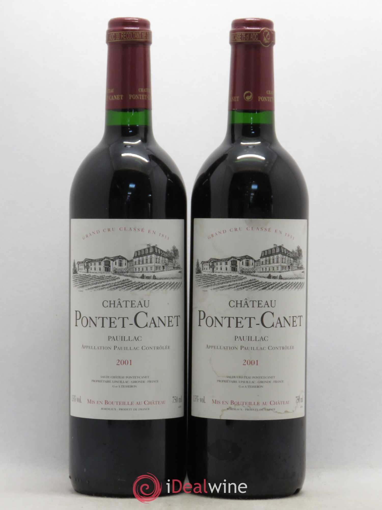 Château Pontet Canet 5ème Grand Cru Classé 2001 - Lot de 2 bouteilles - 0
