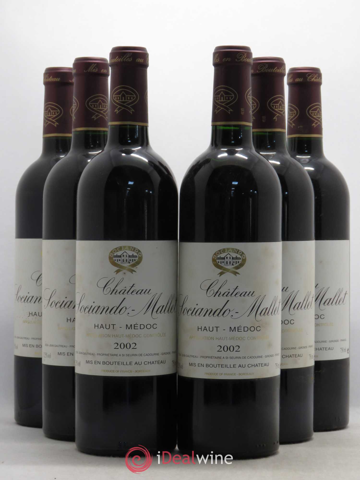 Château Sociando Mallet 2002 - Lot de 6 bouteilles - 0