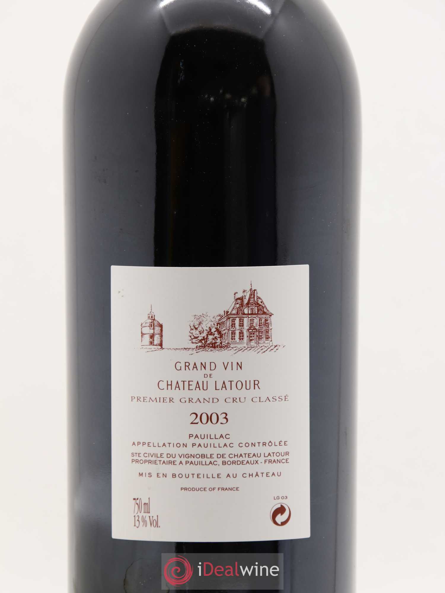 Château Latour 1er Grand Cru Classé 2003 - Lot de 1 bouteille - 7