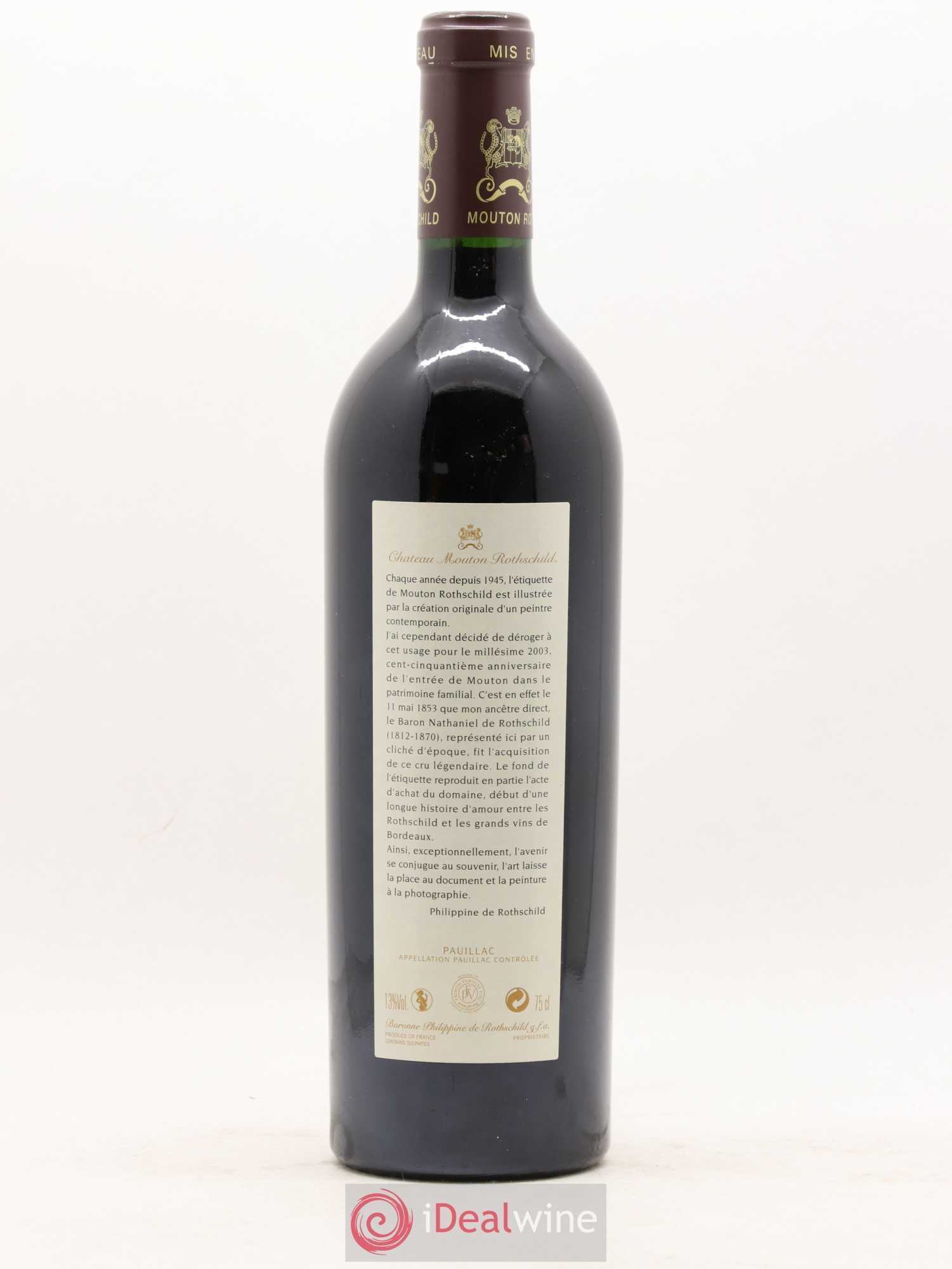 Château Mouton Rothschild 1er Grand Cru Classé 2003 - Lot de 1 bouteille - 1