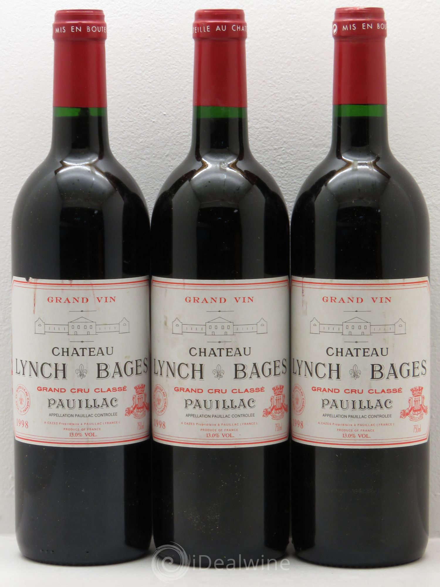 Château Lynch Bages 5ème Grand Cru Classé 1998 - Lot de 3 bouteilles - 0