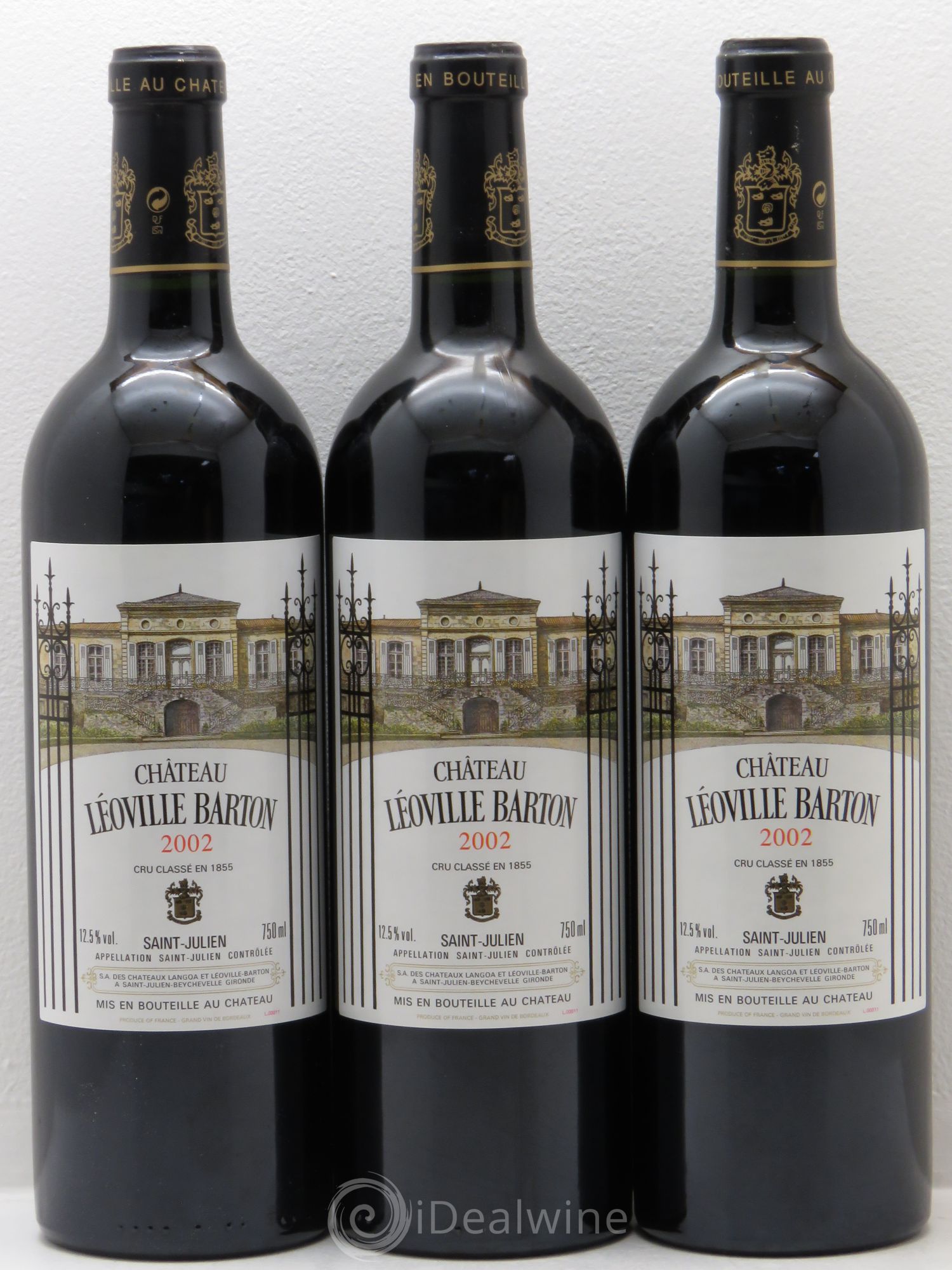Château Léoville Barton 2ème Grand Cru Classé 2002 - Lot de 3 bouteilles - 0