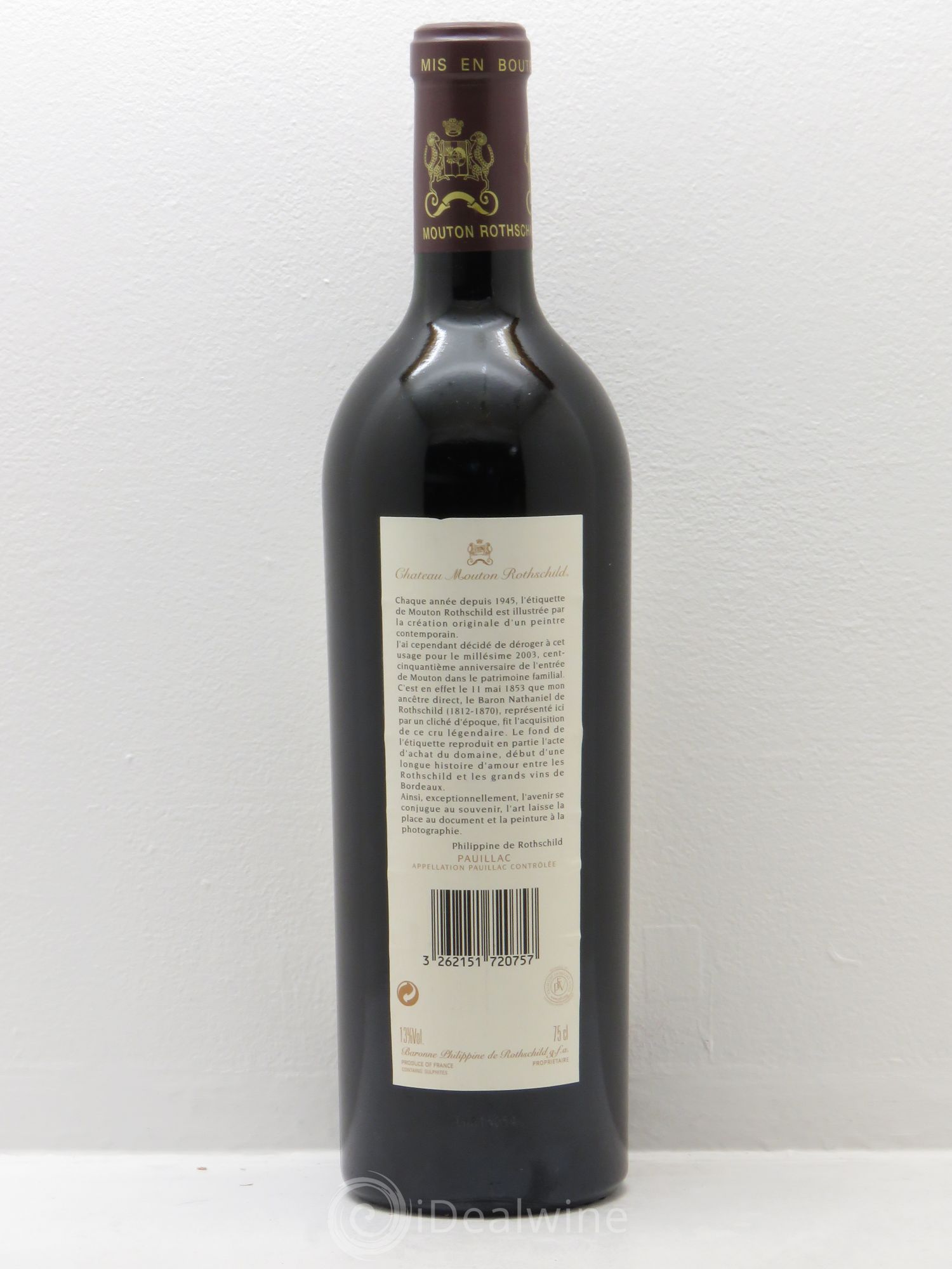 Château Mouton Rothschild 1er Grand Cru Classé 2003 - Lot de 1 bouteille - 1