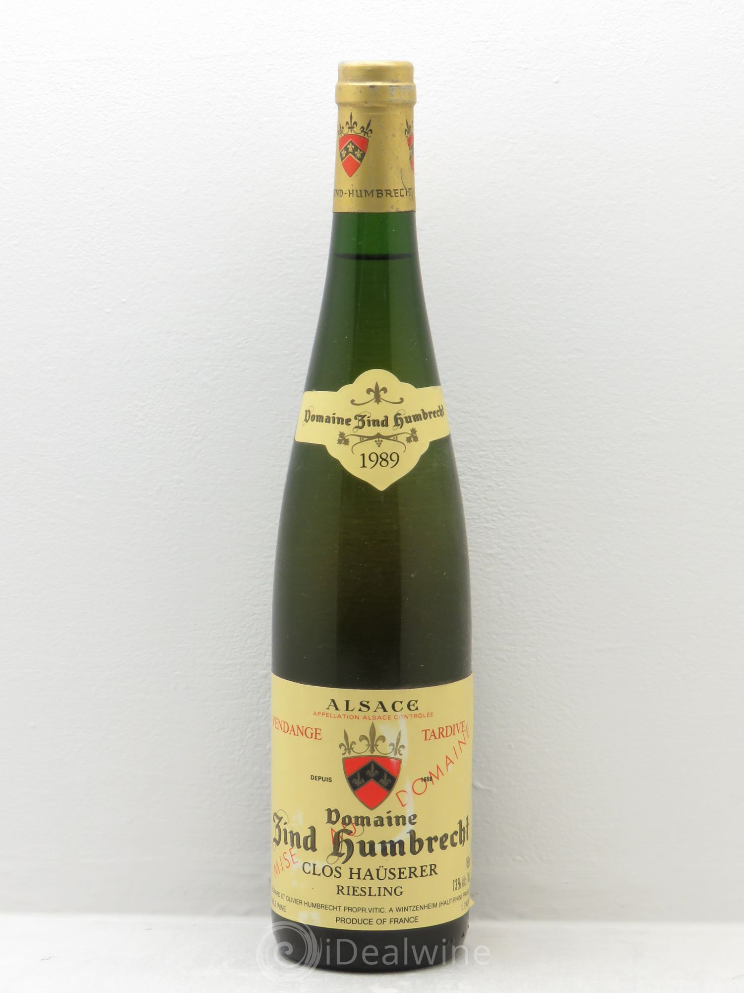 Alsace Riesling Clos Hauserer Zind-Humbrecht (Domaine) Vendanges Tardives 1989 - Lot de 1 bouteille - 0
