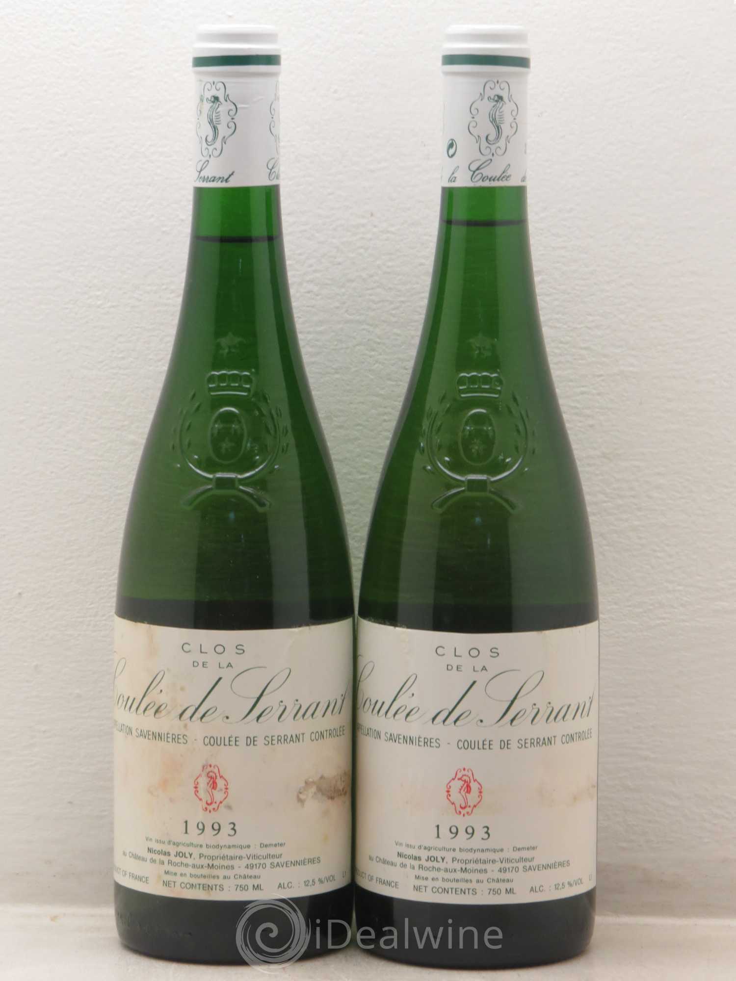 Savennières Clos de la Coulée de Serrant Vignobles de la Coulée de Serrant - Nicolas Joly 1993 - Lot de 2 bouteilles - 0