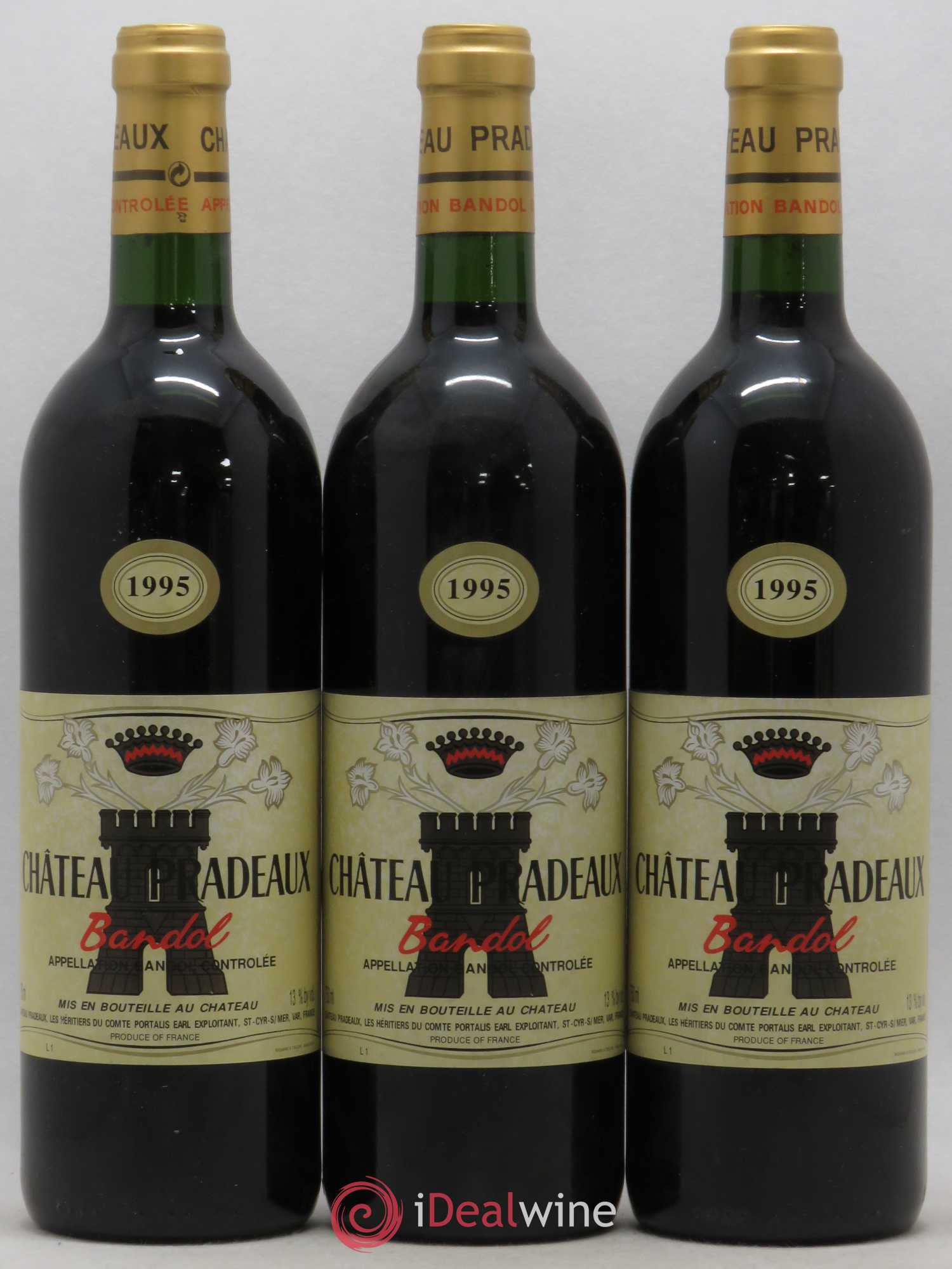 Bandol Château Pradeaux Famille Portalis 1995 - Lot de 3 bouteilles - 0
