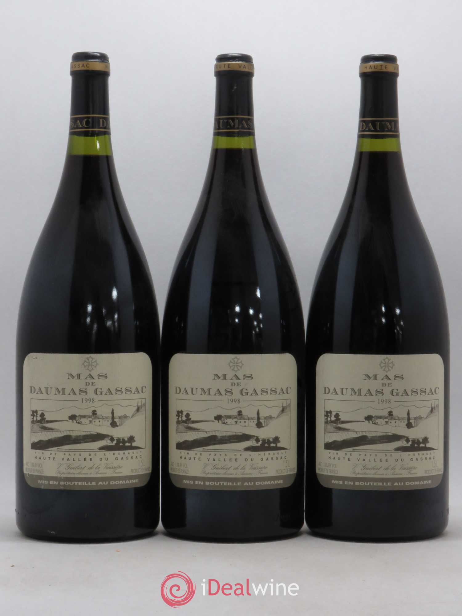 Pays d'Hérault Mas de Daumas Gassac 1998 - Posten von 3 Magnum - 0