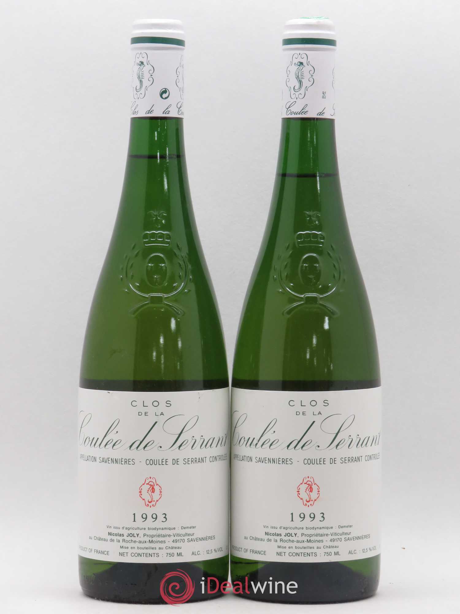 Savennières Clos de la Coulée de Serrant Vignobles de la Coulée de Serrant - Nicolas Joly 1993 - Lot de 2 bouteilles - 0