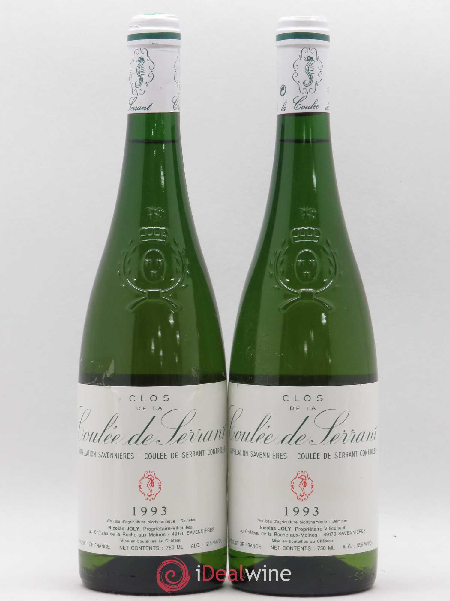 Savennières Clos de la Coulée de Serrant Vignobles de la Coulée de Serrant - Nicolas Joly 1993 - Lot de 2 bouteilles - 0