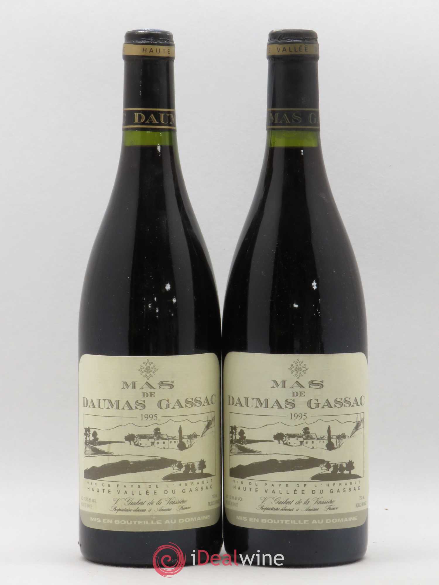 Saint-Guilhem-le-Désert - Cité d'Aniane Mas Daumas Gassac Famille Guibert de La Vaissière 1995 - Lot de 2 bouteilles - 0