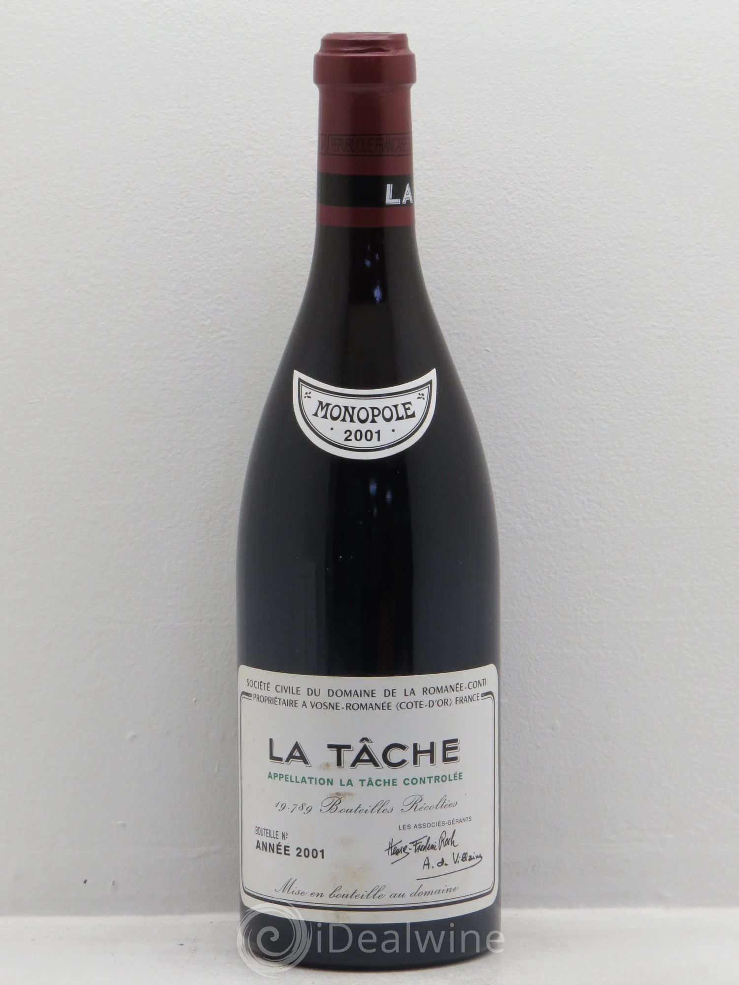 La Tâche Grand Cru Domaine de la Romanée-Conti 2001 - Lot de 1 bouteille - 0