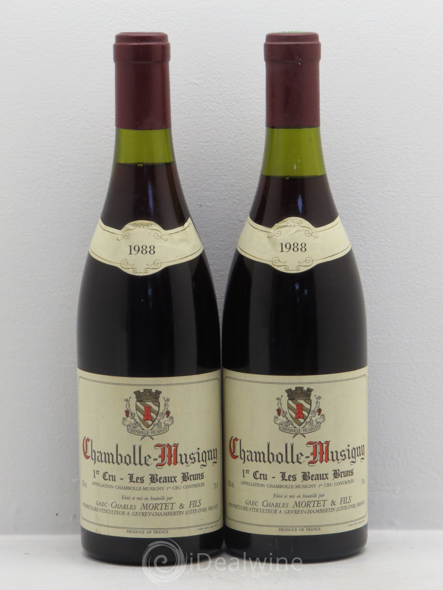 Chambolle-Musigny 1er Cru Aux Beaux Bruns Denis Mortet (Domaine) anciennement Charles Mortet 1988 - Lotto di 2 bottiglie - 0