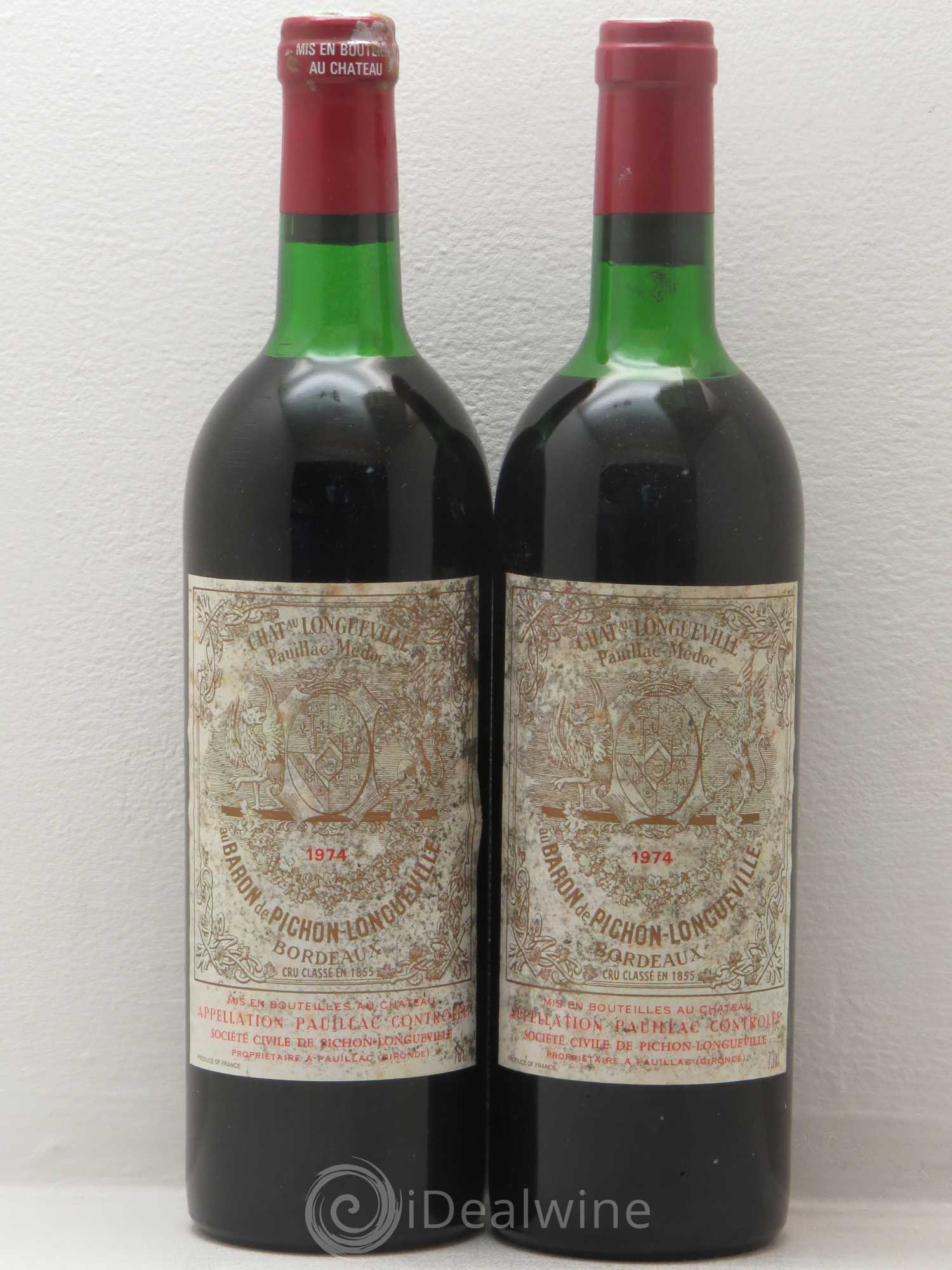 Pichon Longueville Baron 2ème Grand Cru Classé 1974 - Lot de 2 bouteilles - 0