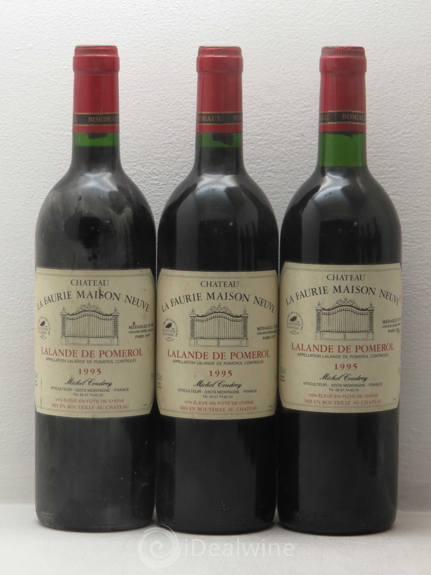 Bordeaux Domaine La Faurie Maison Neuve Lalande De Pomerol 1995 - Lot de 6 bouteilles - 1