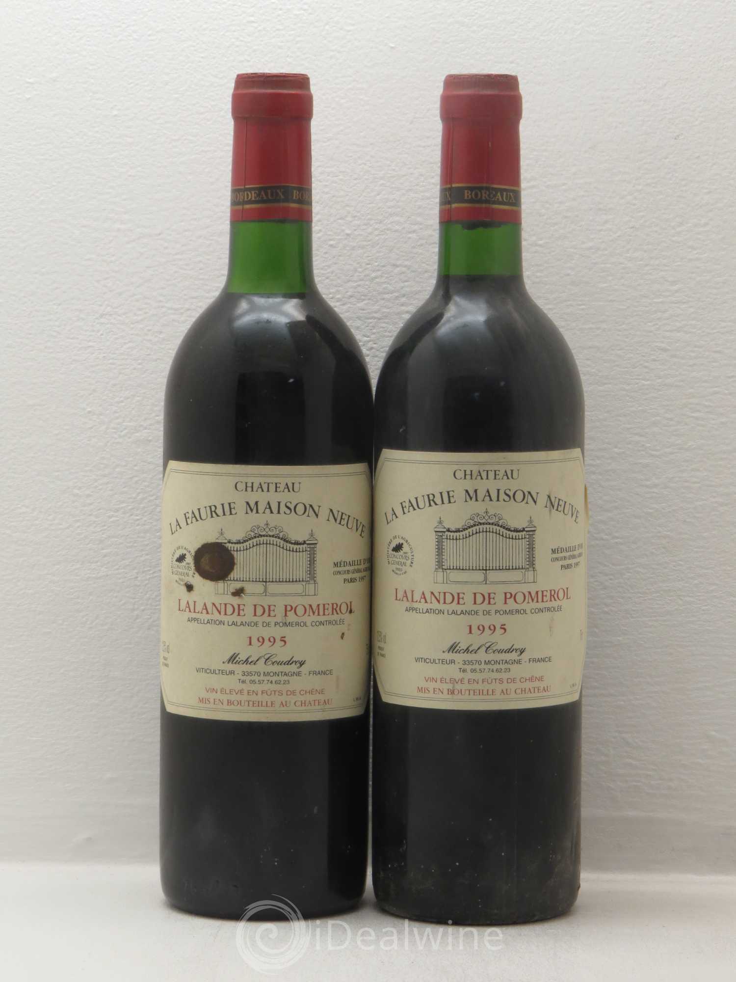 Bordeaux Domaine La Faurie Maison Neuve Lalande De Pomerol 1995 - Posten von 2 Flaschen - 0