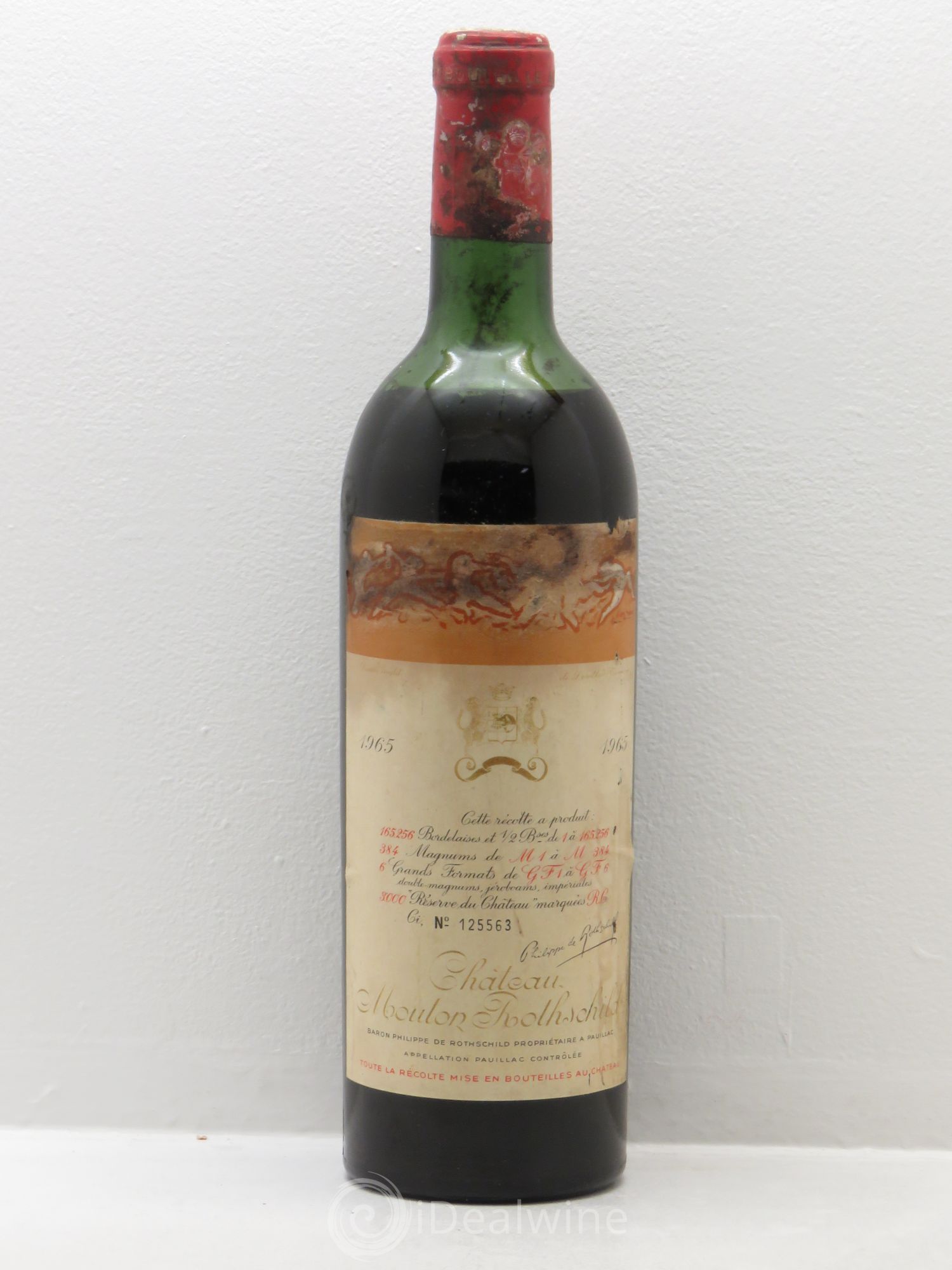 Château Mouton Rothschild 1er Grand Cru Classé 1965 - Lot de 1 bouteille - 0