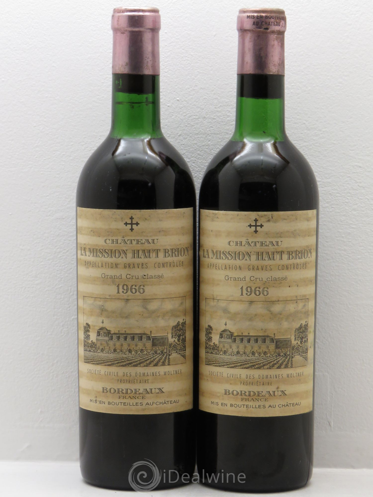 Château la Mission Haut-Brion Cru Classé de Graves 1966 - Lot de 2 bouteilles - 0