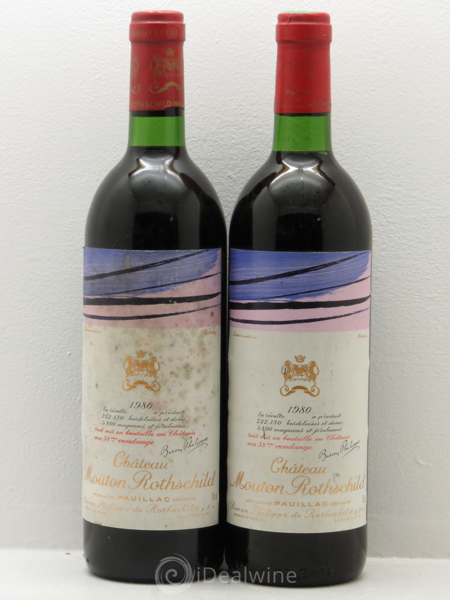 Château Mouton Rothschild 1er Grand Cru Classé 1980 - Lot de 2 bouteilles - 0